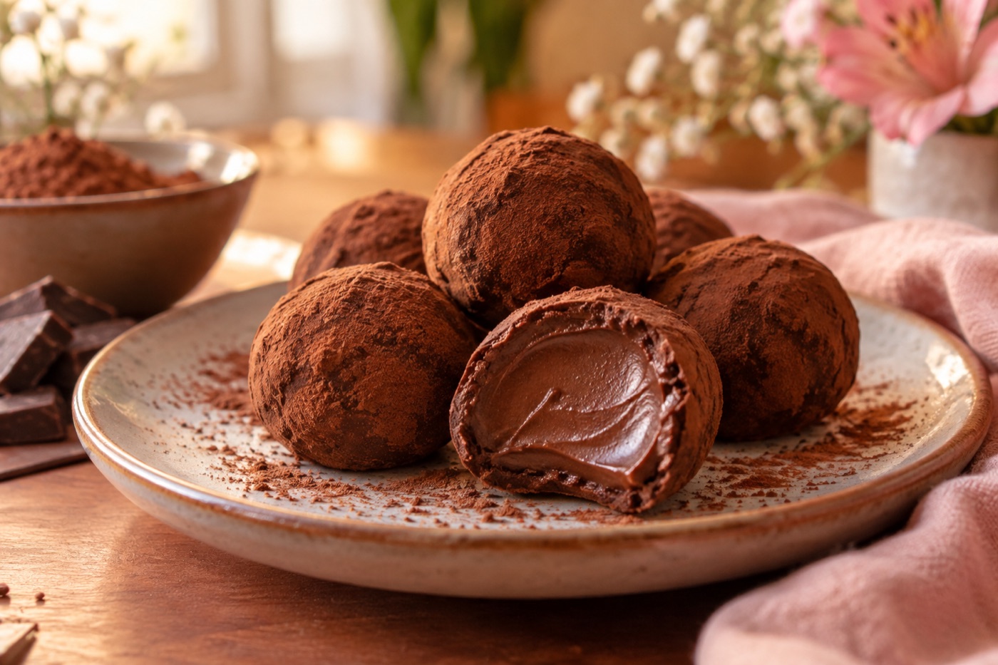 Trufa de ganache, referência visual apresentada no guia